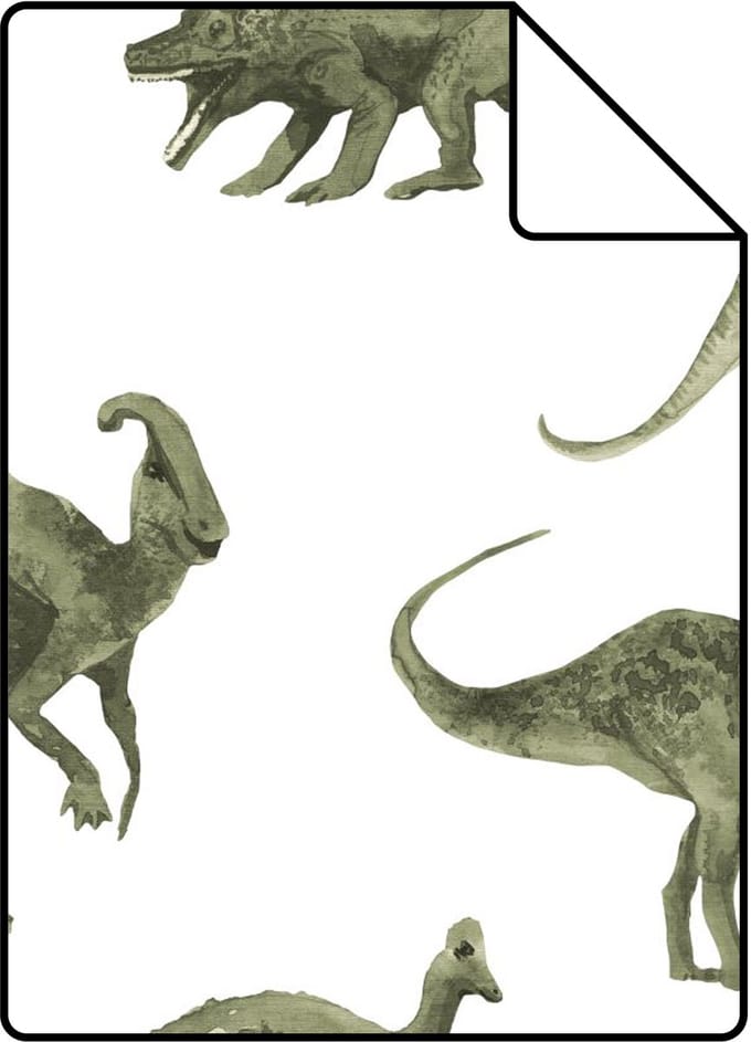 Proefstaal ESTAhome behang dinosaurussen donkergroen - 26.5 x 21 cm - 131200-S
