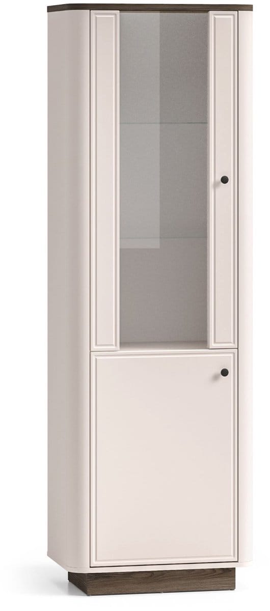 Selsey Vilavio – Hoge vitrinekast, 2-deurs & LED, Kasjmier/donker eikenlook, 65 cm