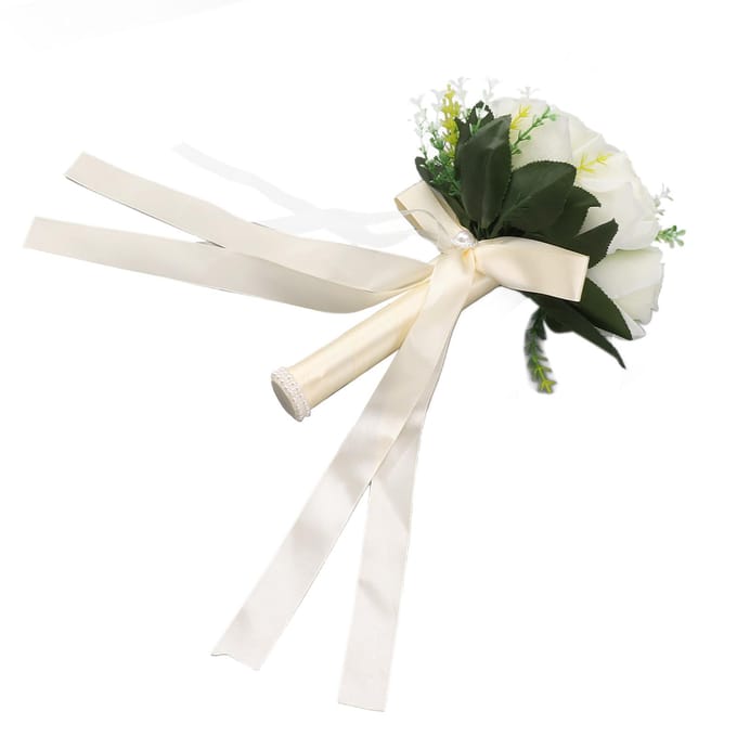 Bruidsboeketten Zijde en Plastic Romantisch Exquise Comfortabel Handvat Mooi Bruidsboeket white
