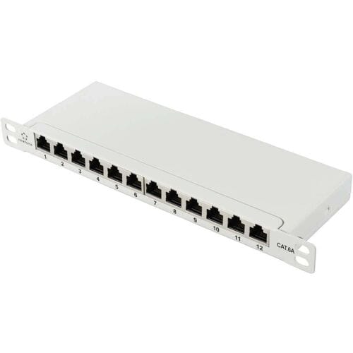 Renkforce RF-4996628 12 poorten Patchpaneel 254 mm (10) CAT 6A 0.5 HE Grijs Ingericht