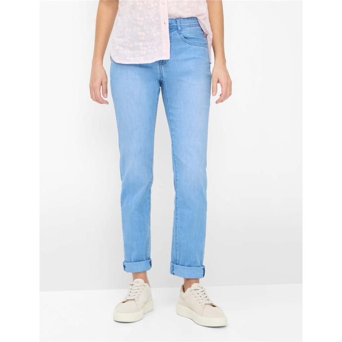 Brax Dames Jeans  Style CAROLA USED LIGHT BLUE, denim lichtblauw, maat 48K