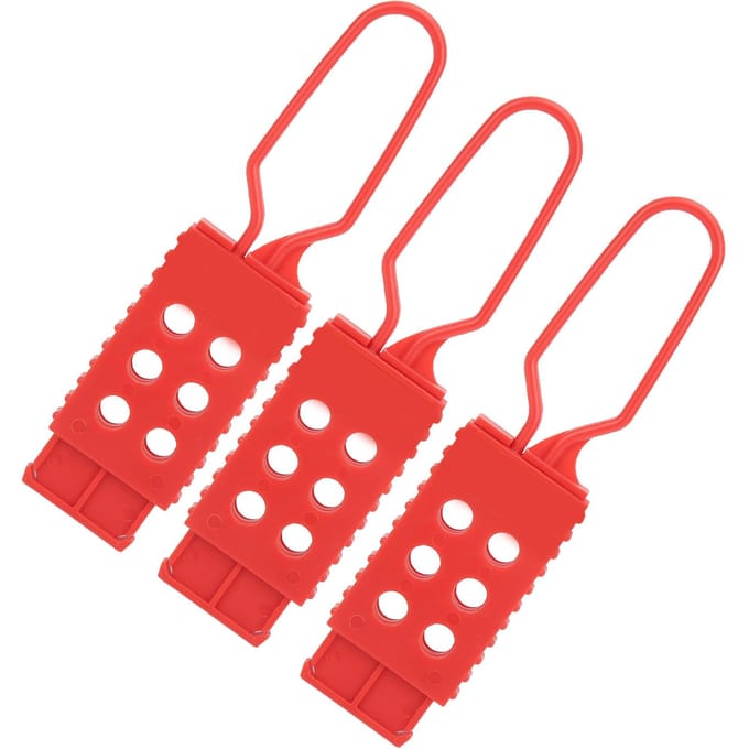 3 stuks Tag Out Lock Out Hasp 6 gaten Nylon Veiligheidshangslot Hasp voor elektrische isolatievergrendeling red