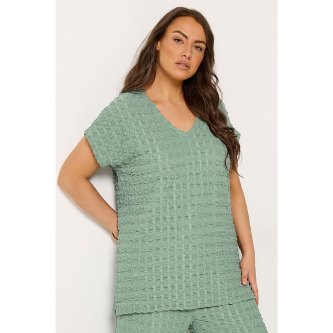 Yours Saliegroen Tshirt Met Bubbeltextuur Size 42