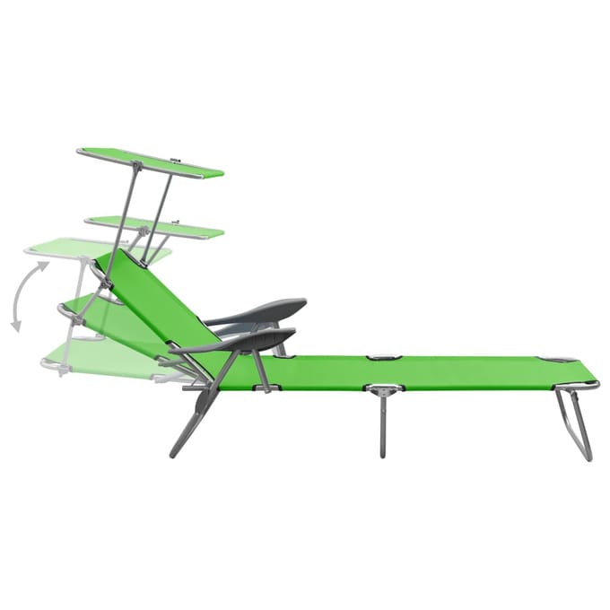 vidaXL - Ligbed - met - luifel - staal - groen