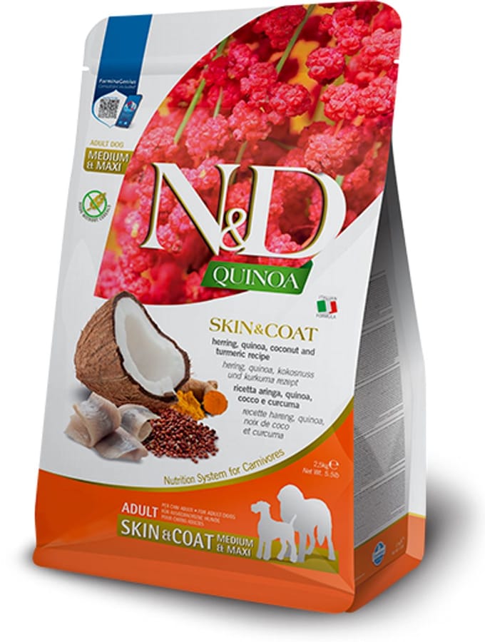N&D Quinoa hondenvoeding Skin & Coat medium/maxi Haring 7 kg