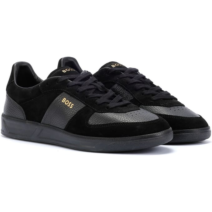 Boss Brandon zwart suède/leren herentrainers