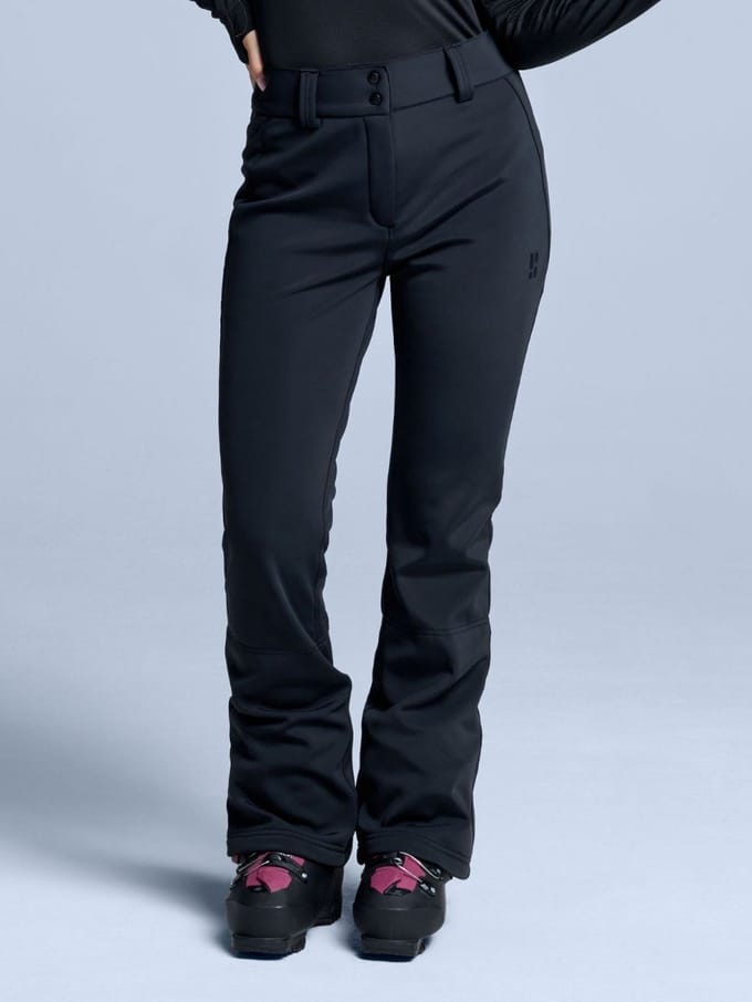 Poederbaas Skibroek Dames - Stretch Softshell Zwart - Maat L