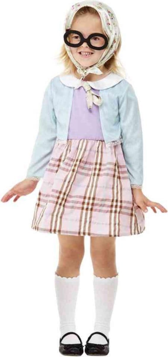 Smiffys - Toddler Old Lady Kinder Kostuum - Kids tm 4 jaar - Multicolours