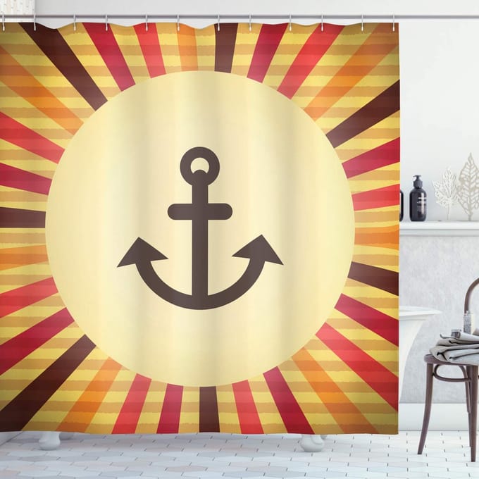 ABAKUHAUS Vintage douchegordijn – zeilanker – 175x200 cm – crème
