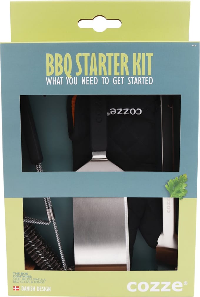 Cozze® BBQ Set 4-delig: Spatel, Tang, Grillborstel & Handschoen
