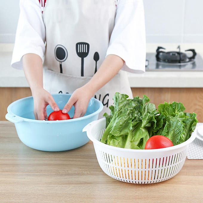 Keuken Wasmand Multifunctioneel Verdikt Grote Capaciteit Dubbellaags Afdruipmand voor S white