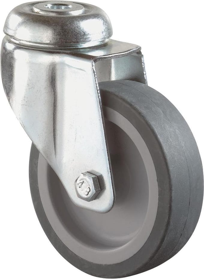 Zwenkwiel 75Mm Grijs Rubber