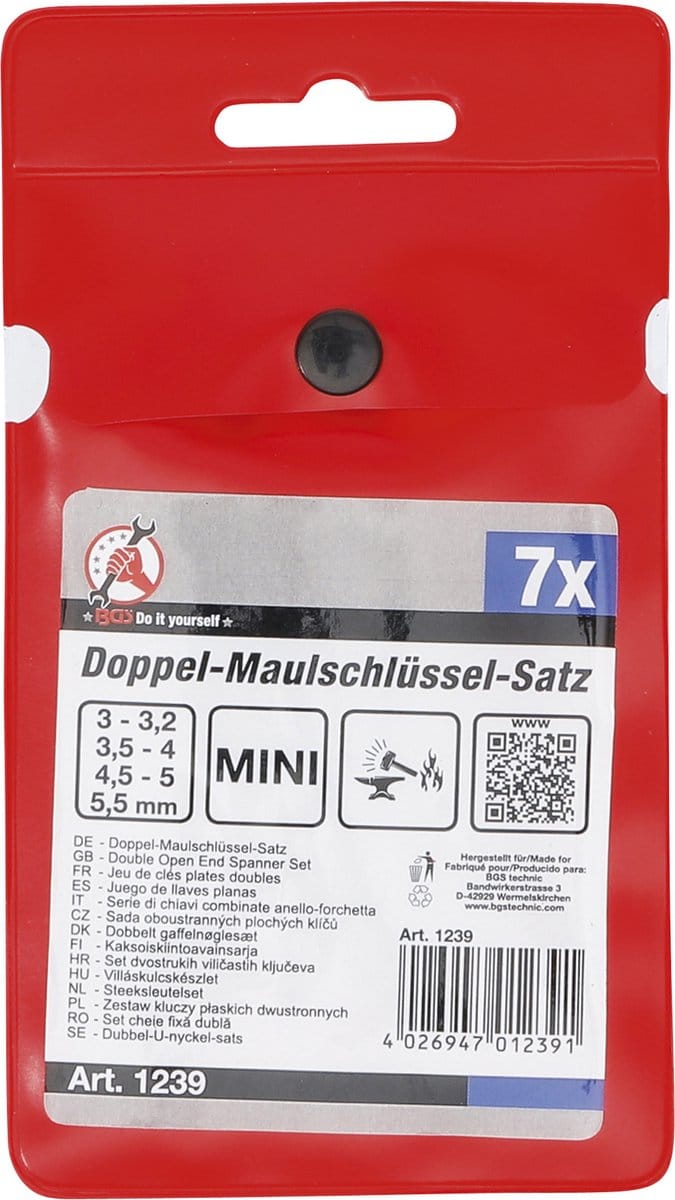 BGS Steeksleutelset mini-uitvoering 3 - 5,5 mm 7 delig
