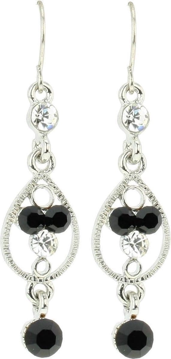 Behave - Oorbellen met steentjes zwart wit - Chic avondstijl 4,8 cm