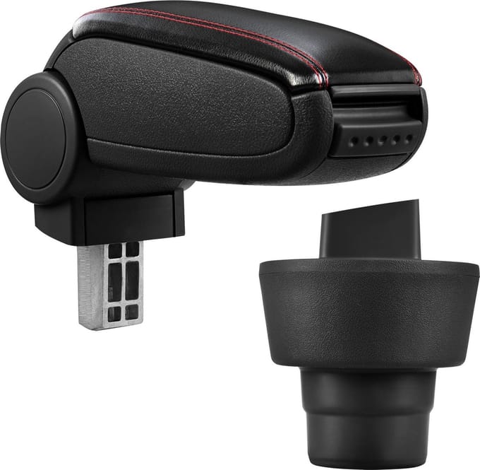 Armsteun BMW Mini Mk I 2001-2006 kunstleer zwart rood stiksel