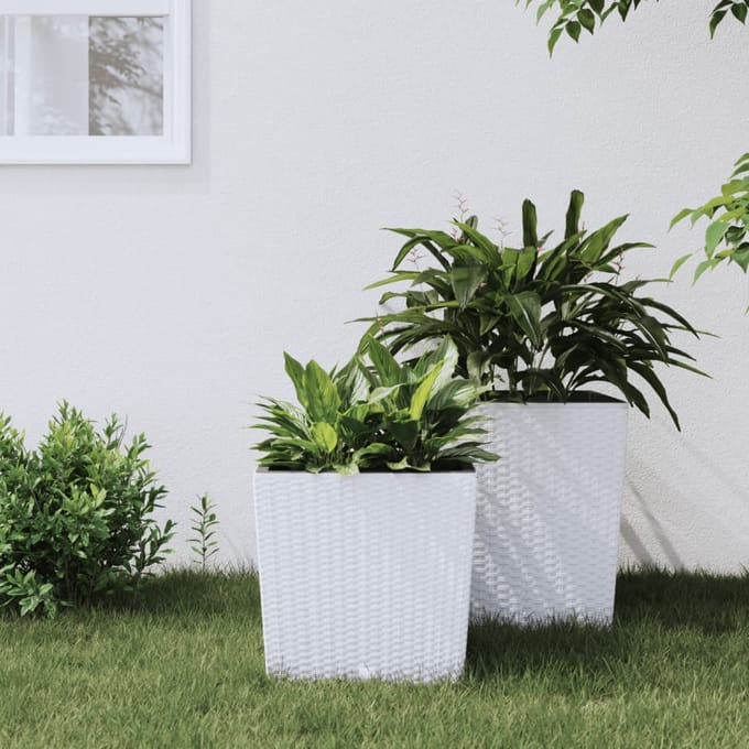 vidaXL - Plantenbak - met - uitneembare - bak - rattan-look - 21/32 - L - PP - wit