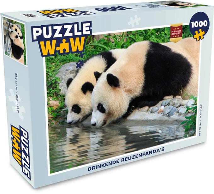 Puzzel Panda - Stenen - Water - Drinken - Legpuzzel - Puzzel 1000 stukjes volwassenen
