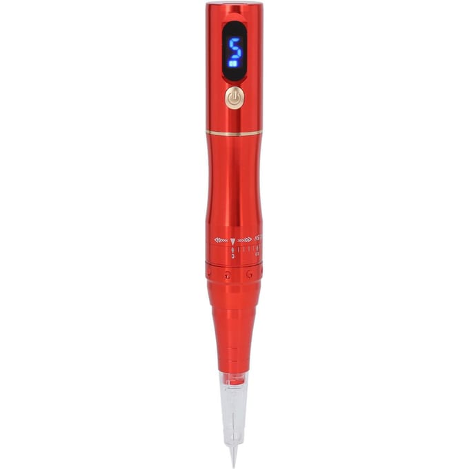 Semi-permanente make-up machine, draadloos opladend, tattoo microblading pen voor wenkbrauw, lip, rood EU Plug