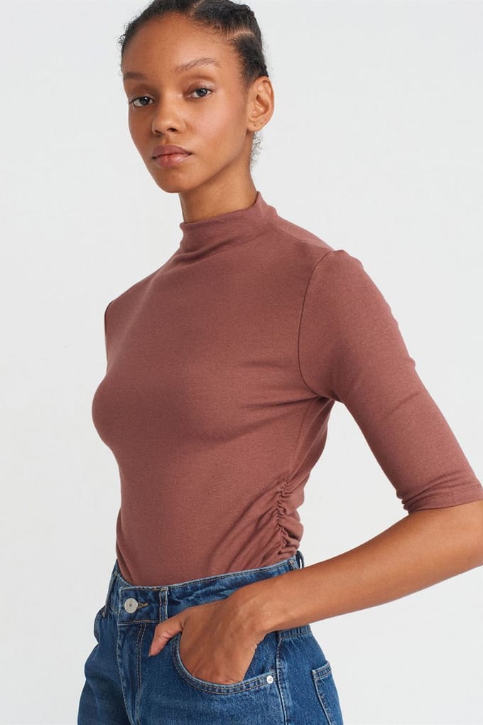 Dames Slim Fit Halve Turtleneck T-shirt