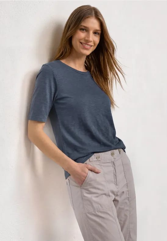 Basic Shirt met ronde hals in Unifarbe