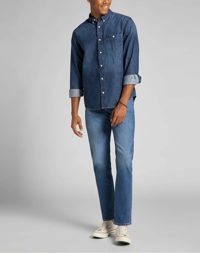 Lee Daren Zip Fly Low Stretch In Dark Freeport Heren Jeans - Spijkerbroek voor Mannen - Blauw - Maat 31/32