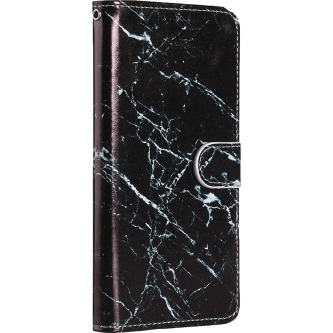 Comfycase iPhone 12 (Pro) Bookcase Hoesje Marmer Zwart Marmer