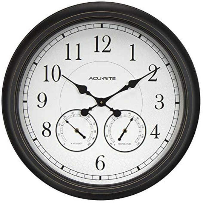 24-inch Wandklok met Thermometer en Hygrometer - Weathered Black