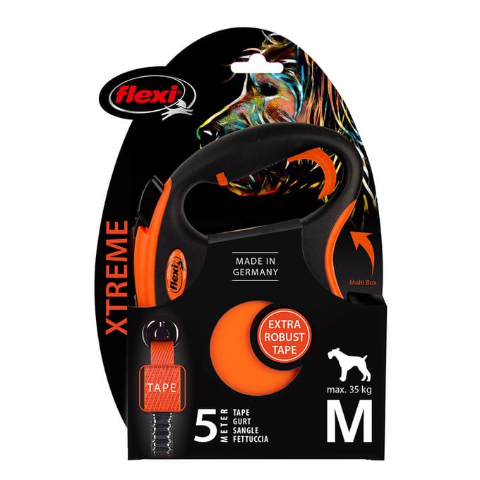 Flexi XTREME - Rollijn Hondenriem - Tape - M - 5 m - Orange - Middelgrote Actieve Honden