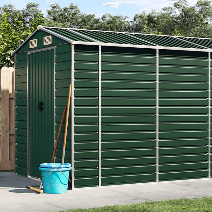 vidaXL - Tuinschuur - 191x640x198 - cm - gegalvaniseerd - staal - groen
