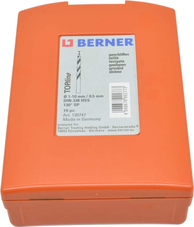 Berner Topline Serie - HSS Boorset - DIN 338 - 19 Stuks - 1-10 mm