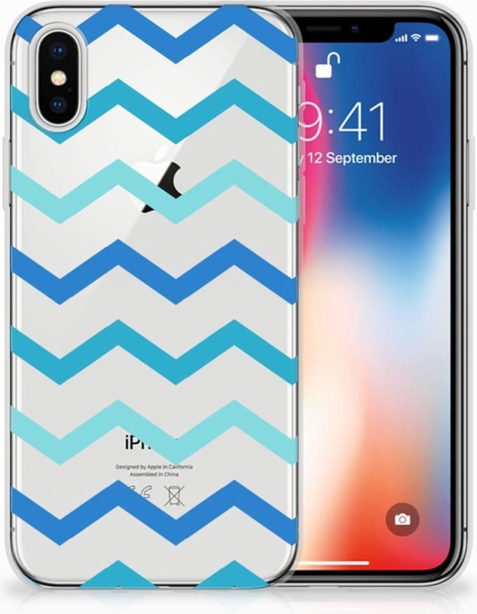 Apple iPhone X | Xs TPU bumper Zigzag Blauw