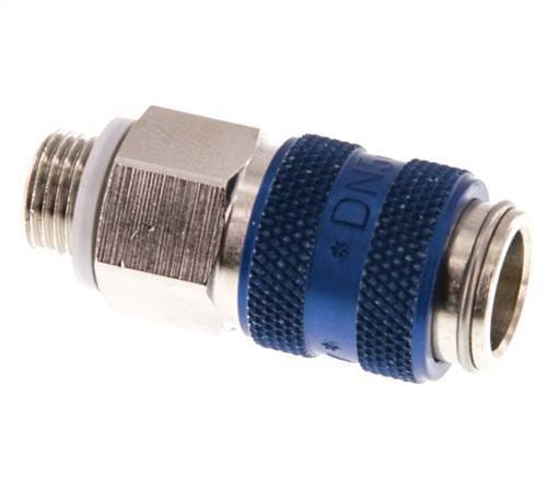 Vernikkeld Messing DN 5 Blauw Luchtkoppeling Snelkoppeling G 1/8 inch Buitendraad Double Shut-Off - CLS5-M-BN-BLU-SV-018