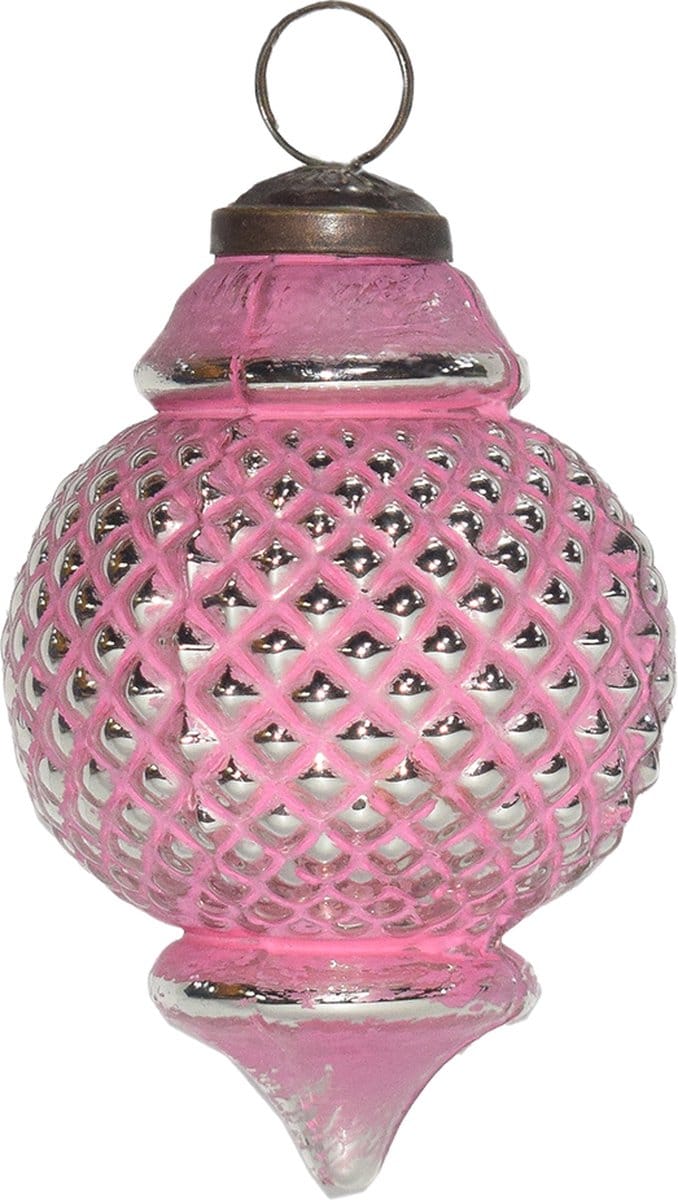 Clayre & Eef Kerstbal Overig Ø 8 cm Roze Glas Kerstballen