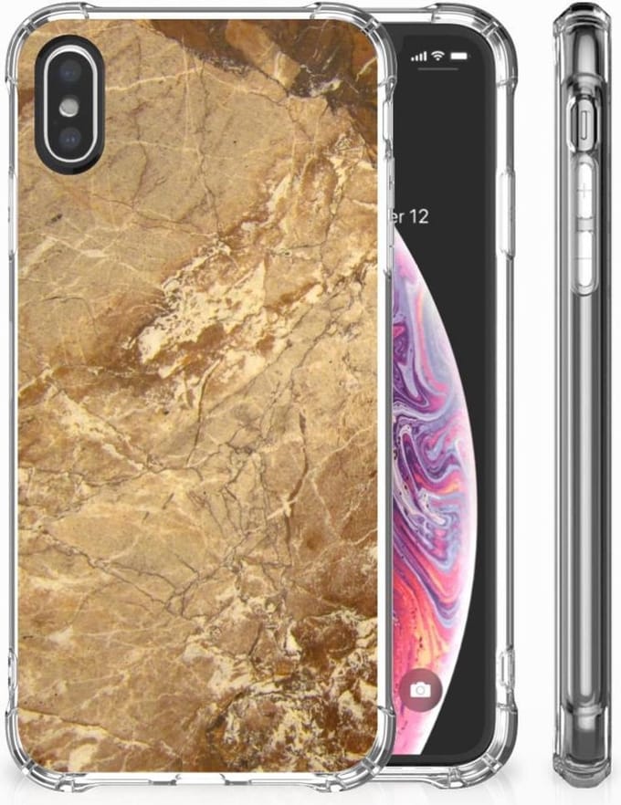 Apple iPhone X | Xs Anti-Shock Hoesje Marmer Creme