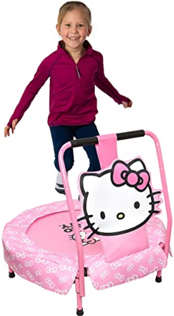 Mini Trampoline Voor Peuters Met Handvat - Ronde Springmat, Roze