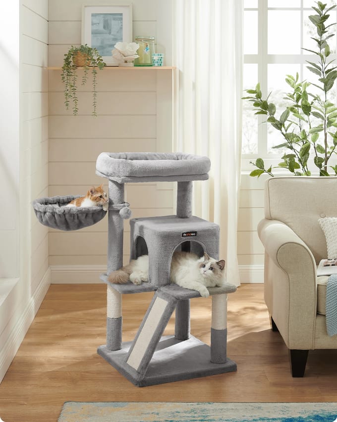 Feandrea Krabpaal Met Groot Observatiedek, Krabbord Door Songmics Light Gray