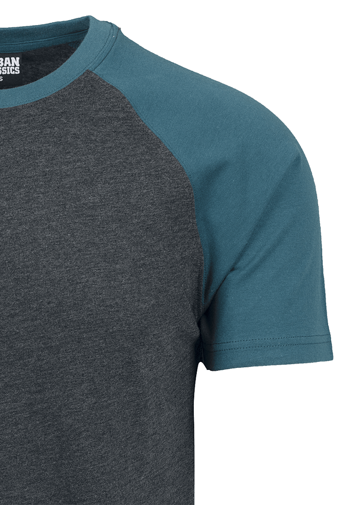 Urban Classics Raglan Contrast Tee Heren T-shirt - grijs/blauw - L