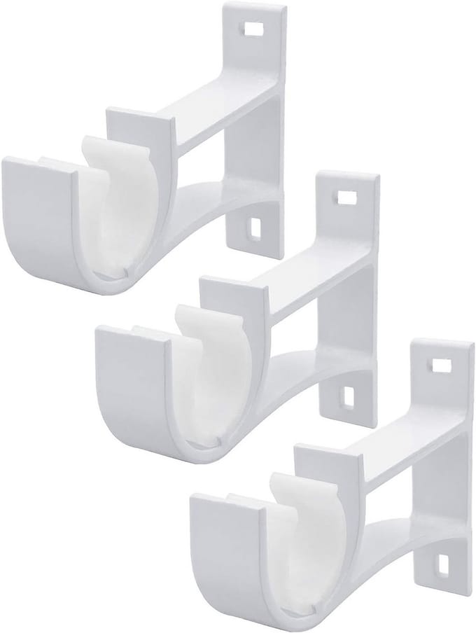 Gordijnroede Houders - Roede Beugels - Ramen Decoreren - Met Plastic Gesp - Set van 3 - Wit