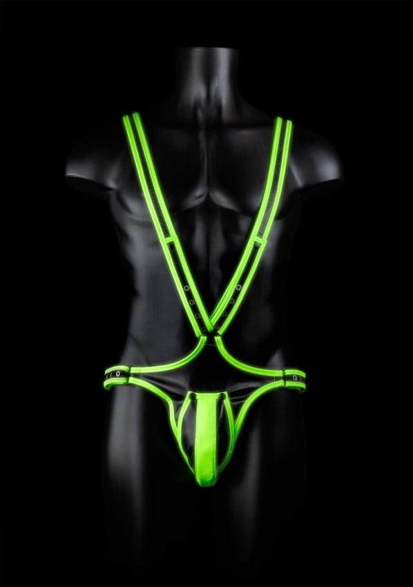 Shots - Ouch! Lichaamsbedekkend Harnas - S/M neon green/black S/M