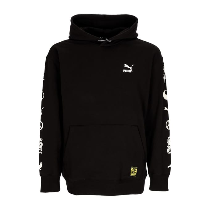 Lichtgewicht herenhoodie met grafische capuchon X Staple Black