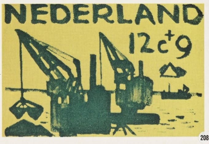 Briefkaart met afbeelding Deltawerken – Dragliners postzegel