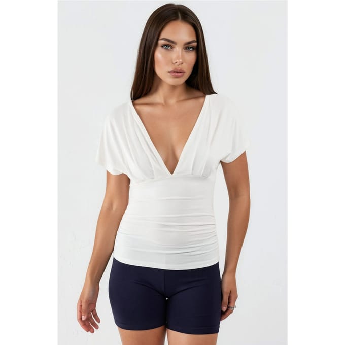 V-hals Blouse met Strikdetails