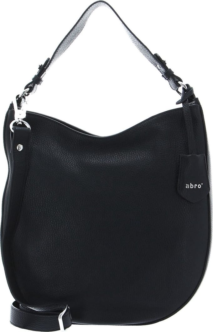 abro Leren Schoudertas Leather Adria Hobo Bag Ay Black / Nickel Zwart