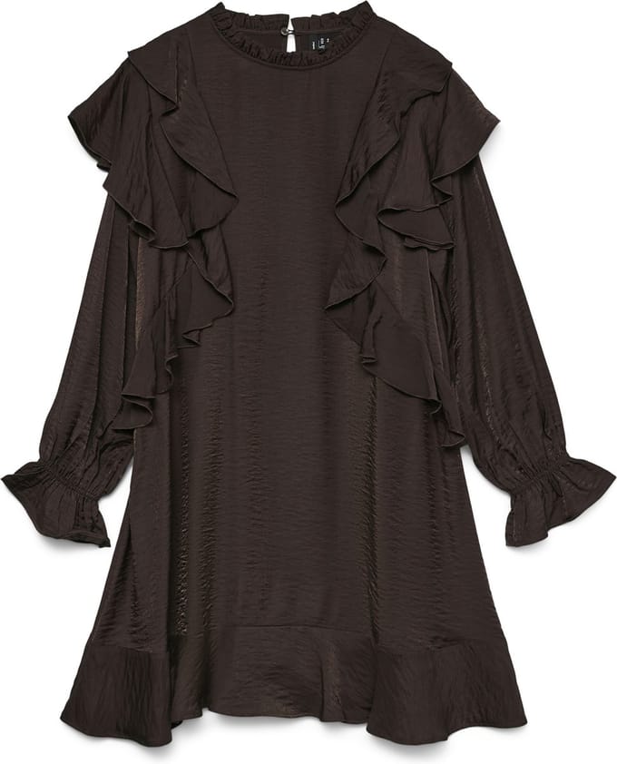 VERO MODA - VMLIZZI LS SHORT FLOUNCE DRESS WVN GA - Dames - Mini jurken
