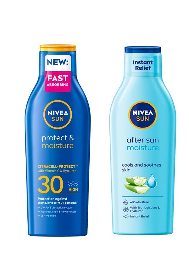NIVEA Sun Protect &amp; Moisture Sun Lotion SPF30 &amp; Moisturising After Sun Lotion 200 ml + 200 ml