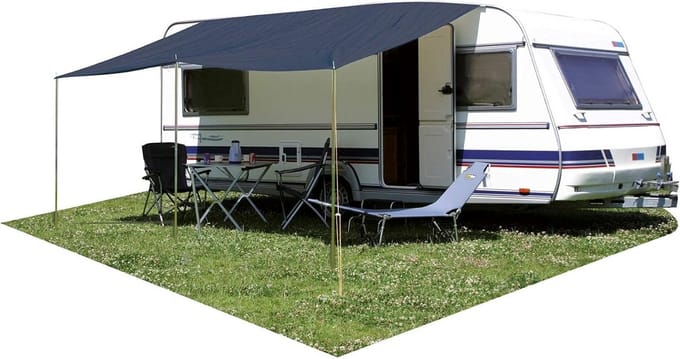 Universele Caravan Luifel 300x240cm Grijs Inclusief Stokken