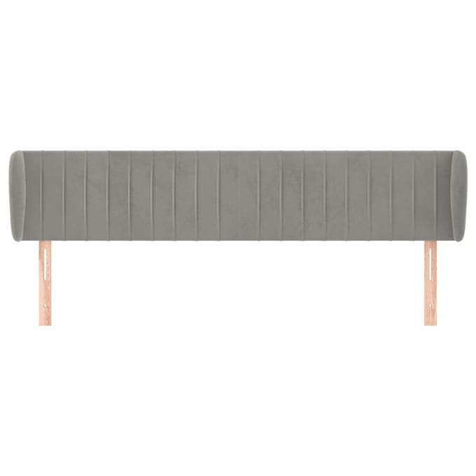 vidaXL - Hoofdbord - met - randen - 183x23x78/88 - cm - fluweel - lichtgrijs