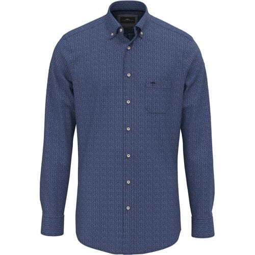 Fynch-Hatton Overhemd V Shape Structure Pattern Navy / male