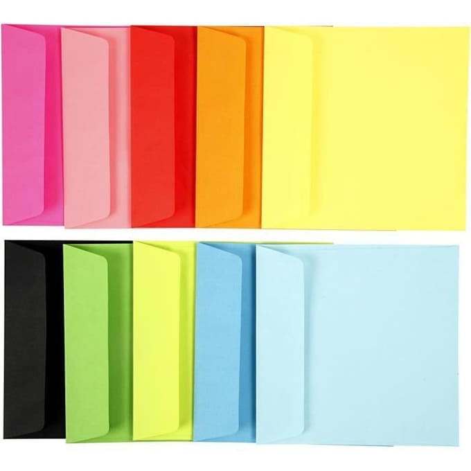 CC Coloured Envelopes, envelope size 16x16 cm, 80 g, assorted colours, 10x10 pc/ 1 pack