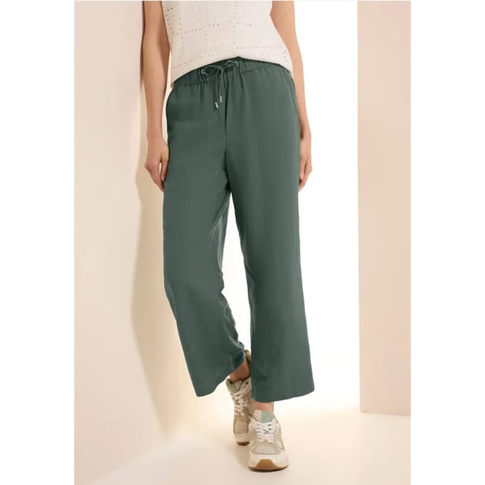 Wide Legs 7/8 broek van linnenmix